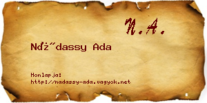 Nádassy Ada névjegykártya